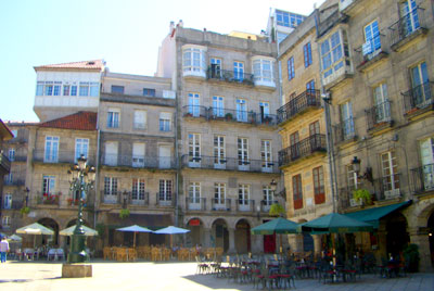 A plaza in the old town of Vigo city